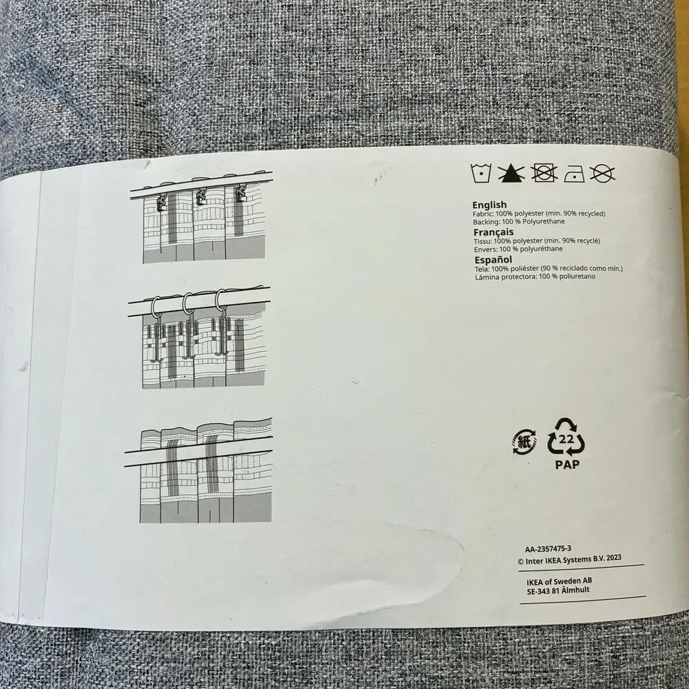 IKEA ROSENMANDEL Gray Blackout Curtain Panels Set Of 2 53x84 Textured Window